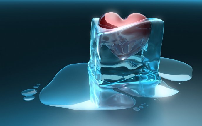 Hot heart in a cube of ice - Love melt ice