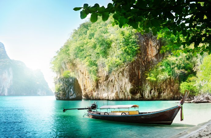Boat in the wonderful water of Thailand islands