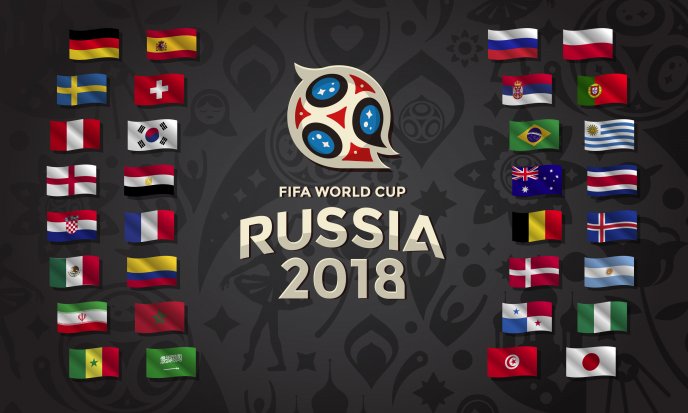 Country flags in Fifa World Cup Russia 2018 - Football sport