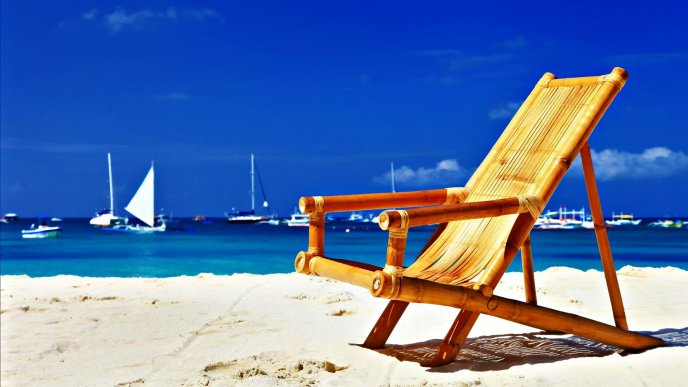 Summer beach chair on the white sand - Relaxing time