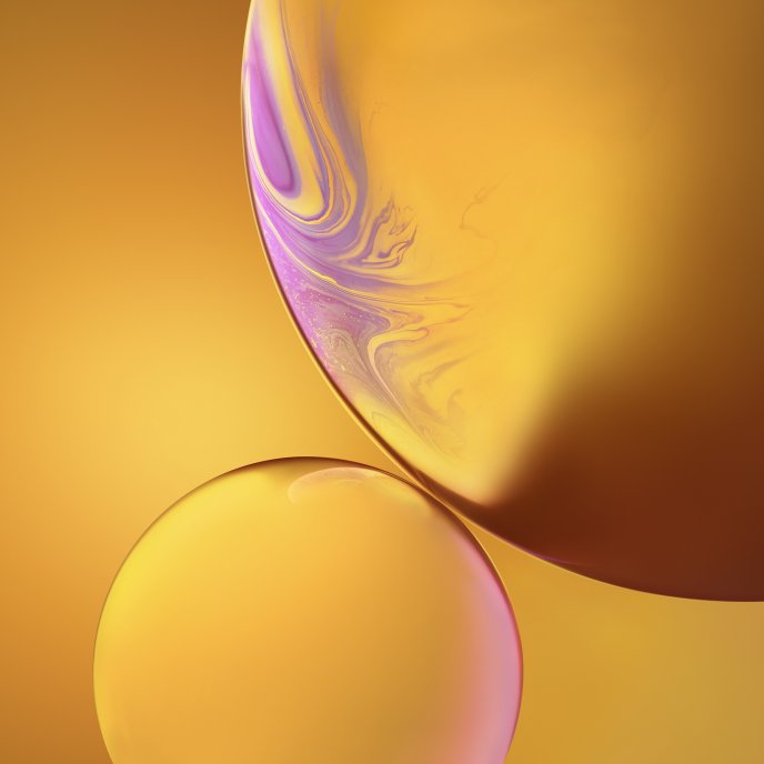 Double Yellow Bubble iPhone new IOS 12 macro wallpaper