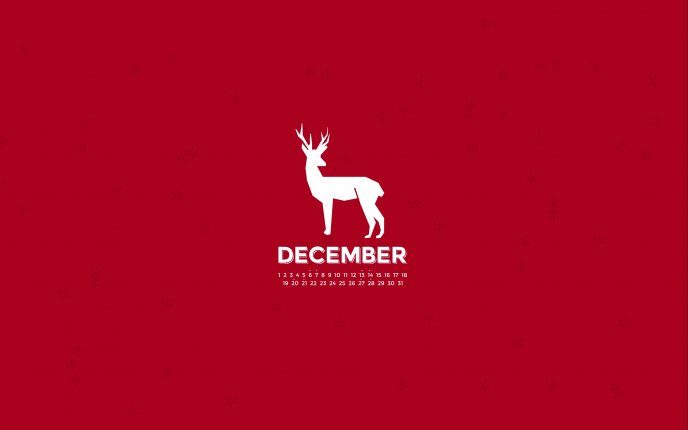 White reindeer on a red background - Christmas time December