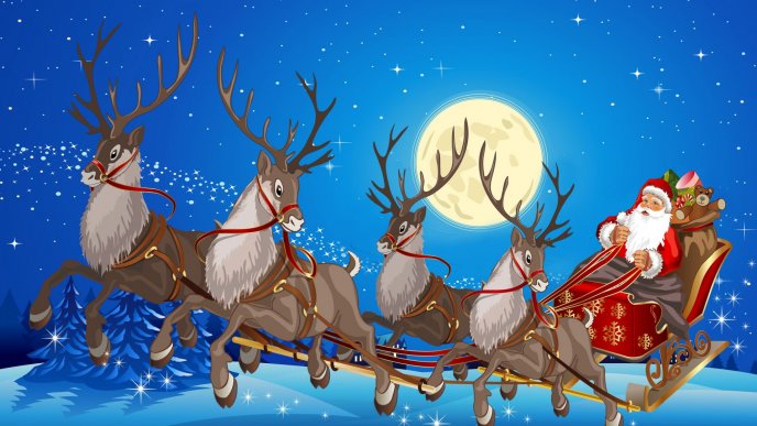 Santa Claus start his journey - Magic Night of Christmas
