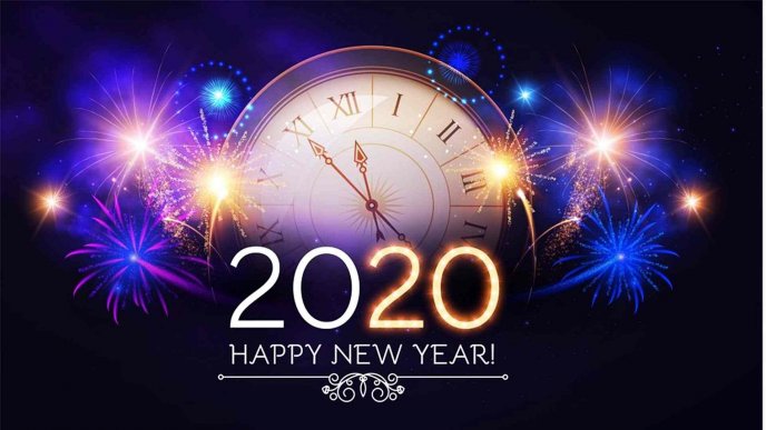 Twelve o'clock at midnight - Happy New Year 2020 fireworks