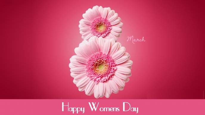 Wonderful 8 made from pink flowers - Happy Woman's day
