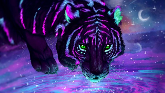 Tiger digital art computer wild animal - HD wallpaper