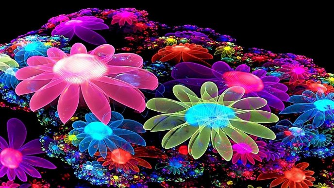 Wonderful digital art design - 3D flowers computer work