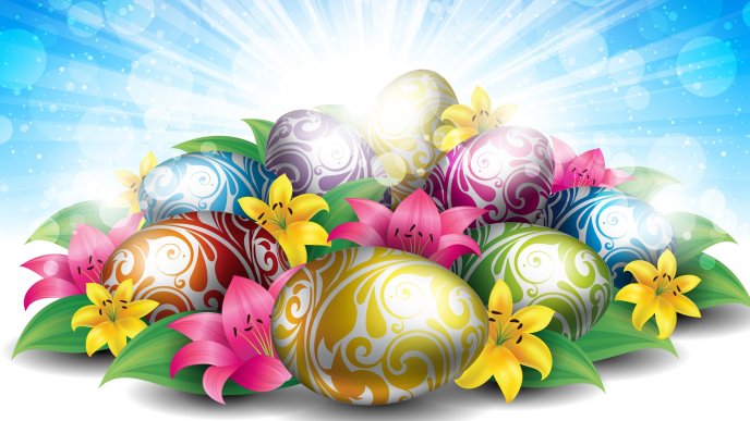 Art design Easter eggs computer colors