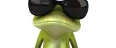 Trick frog wearing sun glasses