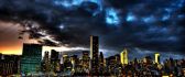 Beautiful sky at night over the New York city