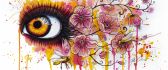 Abstract drawing - beautiful eye and flowers