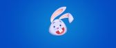 Rabbit face drawing on the wall - funny blue background