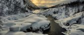 Cold mountain river in the winter season