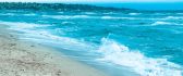 Beautiful blue color of the sea water - waves in the morning