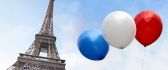 France colors on three balloons near the tower Eiffel