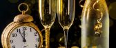 Golden clock and champagne bottle - Happy New Year 2016