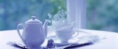 White morning with tea and flowers - HD wallpaper