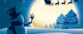 Santa Claus on the sky - Snowman say hello to the big moon
