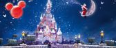 Wonderful magic Christmas night over the Disney Land Paris