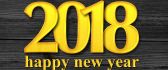 Yellow message on the wood - Happy New Year 2018