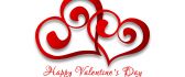 Two red hearts - Happy Valentines Day on 14th February