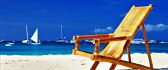 Summer beach chair on the white sand - Relaxing time
