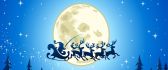Night fly - Santa Claus and reindeers on the blue sky