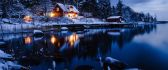 Wooden cottage near the lake - HD winter wallpaper
